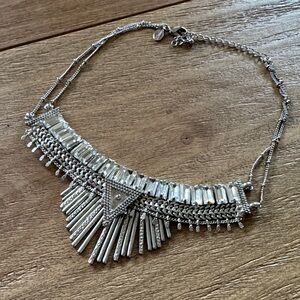Express Silver-Tone and Rhinestone Layered Fringe Statement Necklace